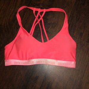 Neon pink and light pink sports bra